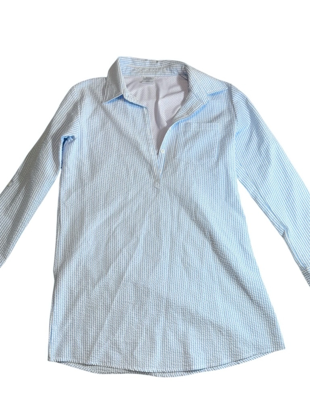 PRODOH Founders Fishing Shirt Swim Coverup Blue Stripe Seersucker UPF 50+ Size M